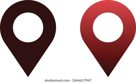 Iconos negros y rojos del alfiler de la ubicación del mapa aislados en el fondo blanco para la navegación y el diseño del GPS
