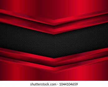 Black and red metal background. Abstract vector illustration