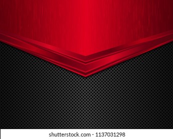 Black and red metal background. Abstract vector illustration