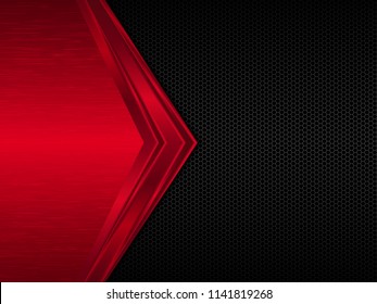 Black and red metal background. Abstract vector illustration