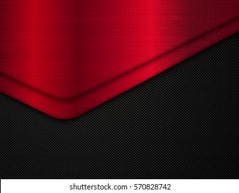 Black and red metal background. Abstract vector illustration