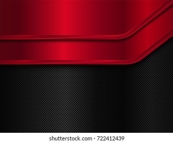 Black and red metal background. Abstract vector illustration