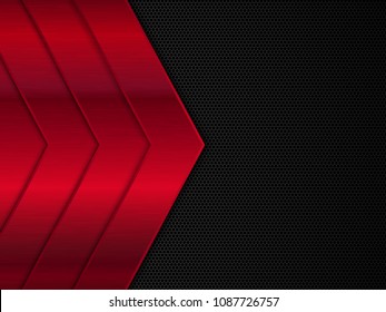 Black and red metal background. Vector metallic banner. Abstract technology background. EPS10