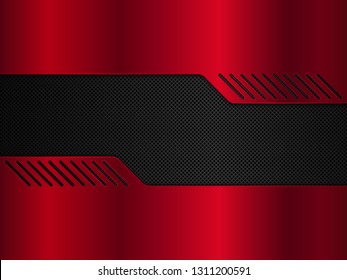 Fondo de metal negro y rojo. Banner metálico vectorial.Antecedentes tecnológicos abstractos
