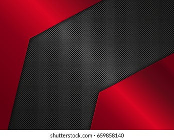 Black and red metal background. Vector metallic banner. Abstract technology background