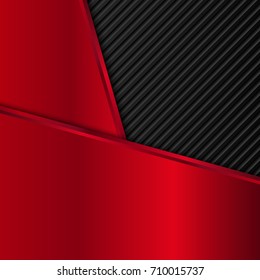 Black and red metal background. Vector metallic banner. Abstract technology background