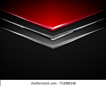 Black and red metal background. Vector metallic banner. Abstract technology background