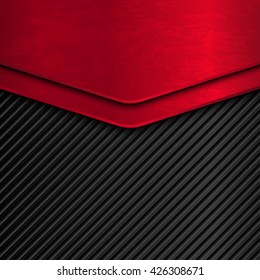 Black and red metallic background. Grunge metal background. Vector metallic banner. Abstract technology background