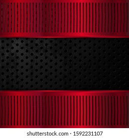 Black and red metallic background. Vector illustration