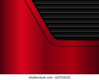Black and red metallic background. Vector metallic banner. Vector illustration