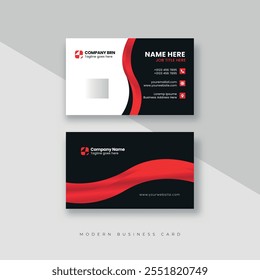 black and red modern business card template