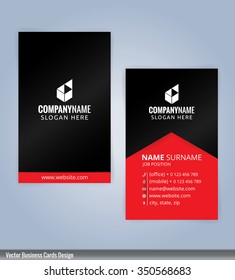 Black and red modern business card template, Illustration Vector 10