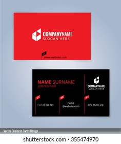 Black and red modern business card template, Illustration Vector 10
