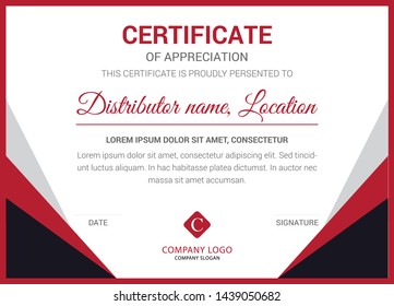 Black Red Modern Certificate Template Design. 