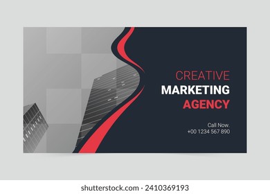 Black and red modern marketing agency cover template