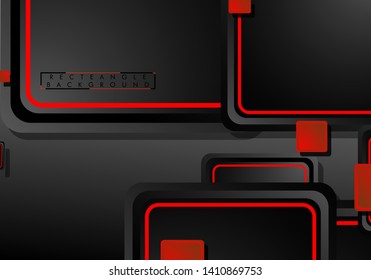 Black and red neon squares abstract hi-tech background. Vector geometric design
