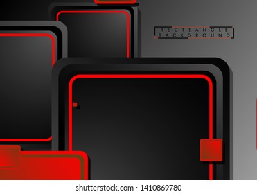 Black and red neon squares abstract hi-tech background. Vector geometric design
