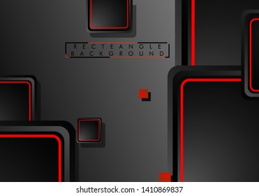 Black and red neon squares abstract hi-tech background. Vector geometric design
