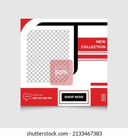 Black and red new collection sales social media post and web banner design