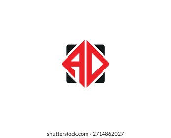 Carta OA negra y roja. Diseño creativo del logotipo de la letra OA Letra inicial AO 