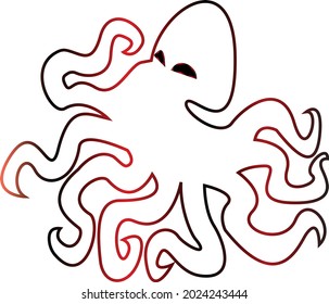 Schwarz-Rot-Tintenfisch-Vektorgrafik mit schwarzen Augen 
