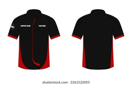 Black and red office shirt mockup front and back view