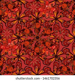 Black, red and orange on colors. Seamless Beautiful fabric pattern. It can be used on wallpaper, mug prints, baby apparels, wrapping boxes etc. Doodles cute pattern. Vector - stock. Nice background.