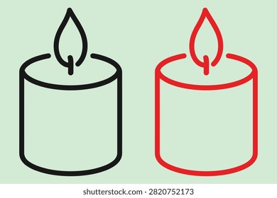 Black and red outline of lit candles on a pale green background