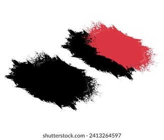 a black and red paint brush stroke set on a white background, black brush stroke set paint brush vector brush texture vintage frame