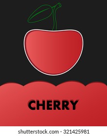 Black and red paper into a shaped cherry. Vector illustration.