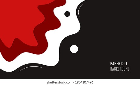 Schwarzes, rotes Paperschnitt-Hintergrunddesign. Kann für Landing Page, Banner, Präsentation oder Bildschirmhintergrund verwendet werden.