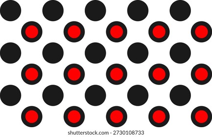 Black and red pattern with beads, dot circle pattern checkerboard, replete pattern, endless fabric pattern, black dot checkerboard design for fabric printing or wallpaper or backdrop