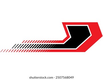 Patrón negro y rojo en el tablero de un coche, yate, motocicleta, SUV, ropa deportiva. Moderno patrón de rayas de carreras. Elemento de diseño de Vector sobre fondo blanco. Fondo de Vector de líneas