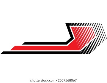 Black and red pattern on the board of a car, yacht, motorcycle, SUV, sportswear. Modern racing striped pattern. Vector design element. Vector background from lines