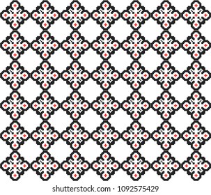 Black and red patterns on a white background
