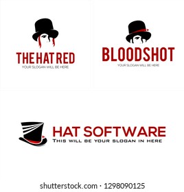 black red people hat simple modern logo design concept vector suitable for magician art entertainment cartoon circus industrial technology