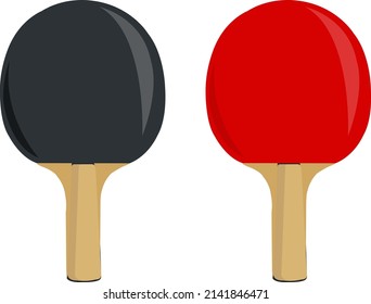 Black and red ping pong rackets, illustration, vector on a white background.