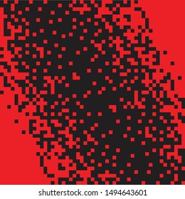 Black and red pixel background. Vector illustration for your graphic design. Abstract geometric background.