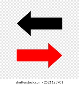 Black and red pointing to the left and right arrow vector illustration.