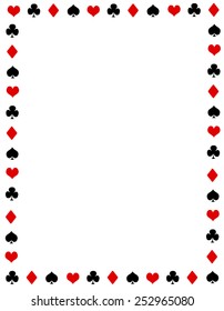 Black and red poker playing cards border. ace frame with empty space on center