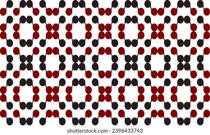Schwarz-roter Polka-Dot-Blumenkreis auf weißem Hintergrund für Hintergrund und Wallpaper-Vorlage. Nahtloses Design für den Stoffdruck