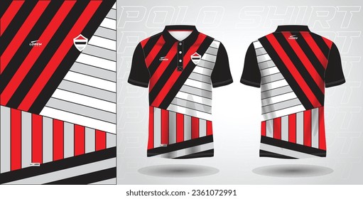 black red polo shirt sport sublimation jersey template