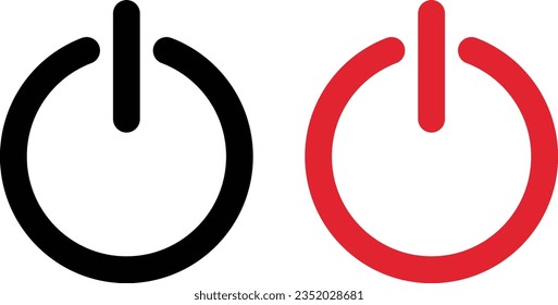 Black and red power icons . Shutdown icon vector isolated on white background