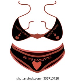 Black and red provocative bikini, Valentines day theme