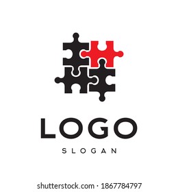 Elementos del rompecabezas rojo negro símbolo del logotipo del icono