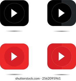 Black and Red Rectangular play button template set