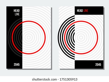 black and red rings abstract geometrical cover, business or corporate