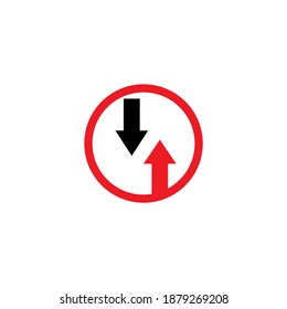 black and red road icon on white background, vector illustration