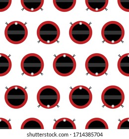 Schwarze und rote Roboter Staubsauger Vektorillustration nahtlose Muster Hintergrund.