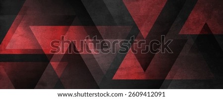Black red rough grunge abstract background overlap layer on dark space with triangles effect decoration. Modern graphic design element vintage style concept for web, flyer, card, or brochure cover